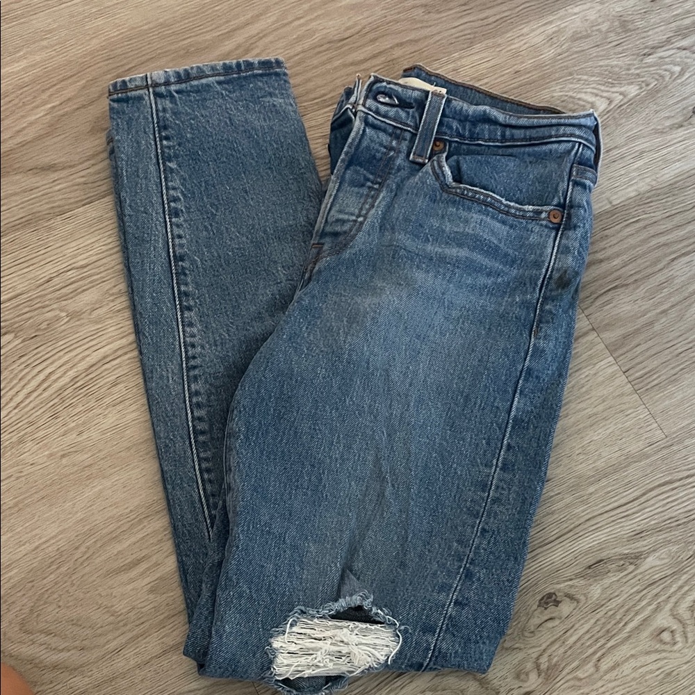 Levi's Blue Distressed Ankle Jeans